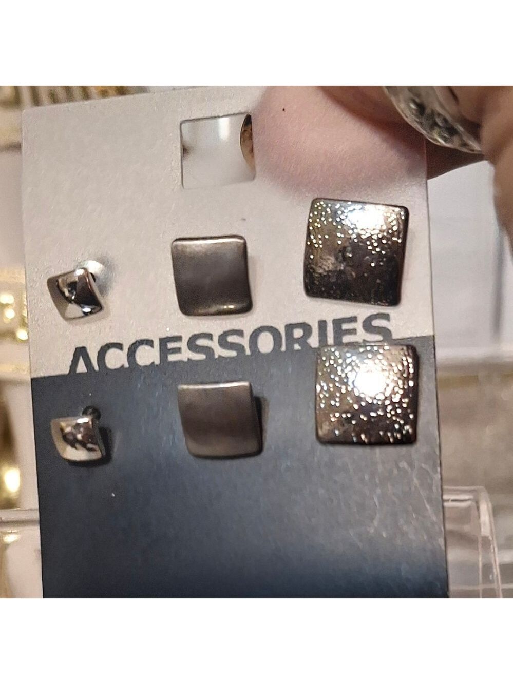 #6 3 pack of silver stud earrings NWT